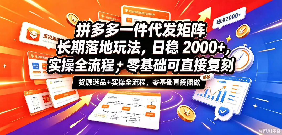 拼多多一件代发矩阵长期落地玩法，日稳入2k+，选品货源+实操全流程，零基础可直接复刻【拆解】 - 福创网