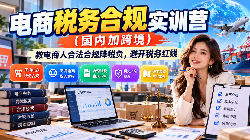 电商税务合规实训营(国内加跨境)，教电商人合法合规降税负，避开税务红线 - 福创网