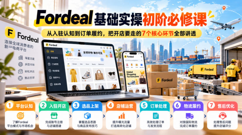 Fordeal基础实操初阶必修课，从入驻认知到订单履约，把开店要走的7个核心环节全部讲透 - 福创网