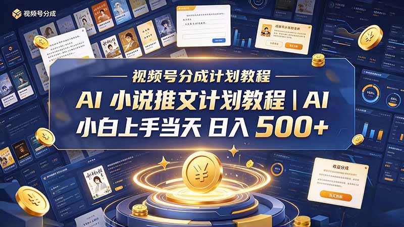 最新视频号分成计划教程｜AI 小说推文，小白上手当天日入 500+ - 福创网