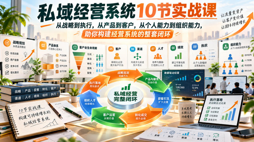 私域经营系统10节实战课，从战略到执行，从产品到客户，从个人能力到组织能力，助你构建经营系统的整套闭环 - 福创网