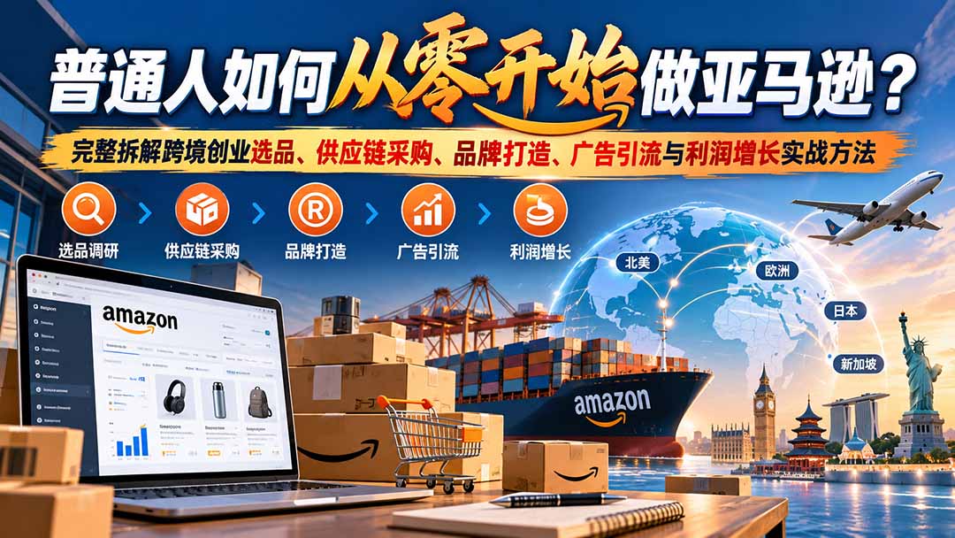 普通人如何从零开始做亚马逊？完整拆解跨境创业选品、供应链采购、品牌打造、广告引流与利润增长实战方法 - 福创网
