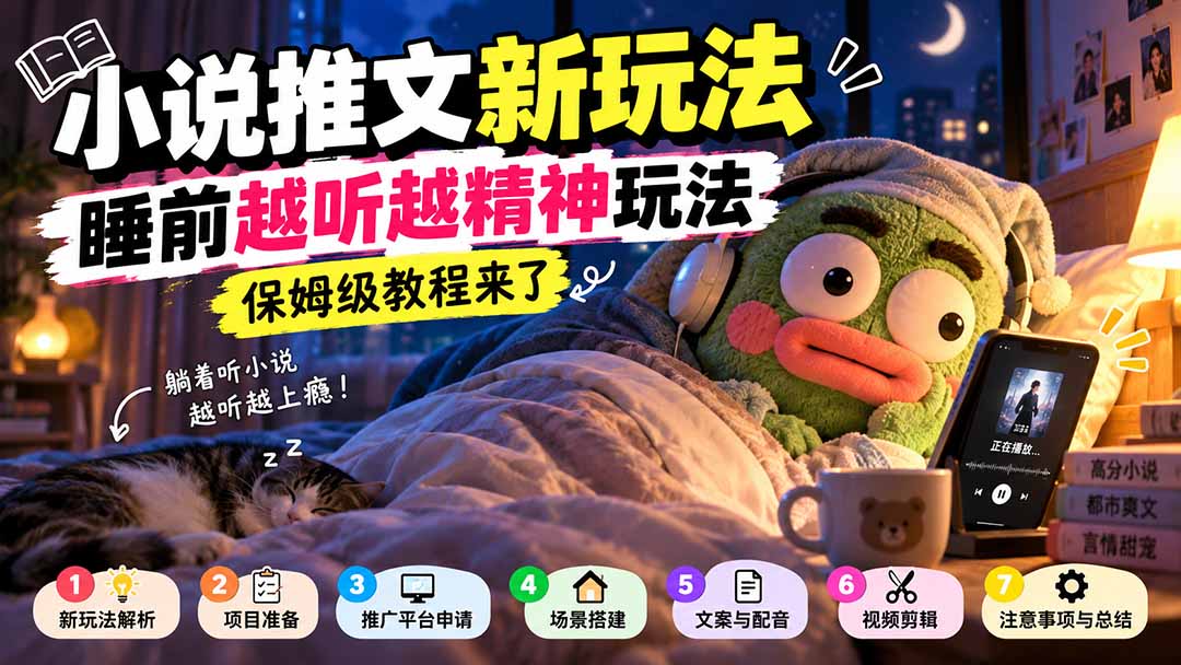 小说推文新玩法，睡前越听越精神玩法，保姆级教程来了 - 福创网