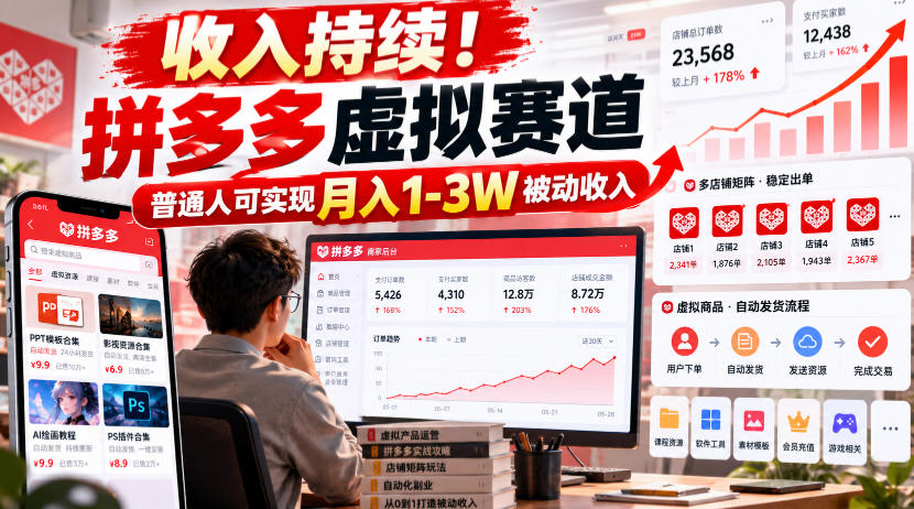 收入持续！拼多多虚拟赛道，普通人可实现月入1-3 W被动收入【揭秘】 - 福创网