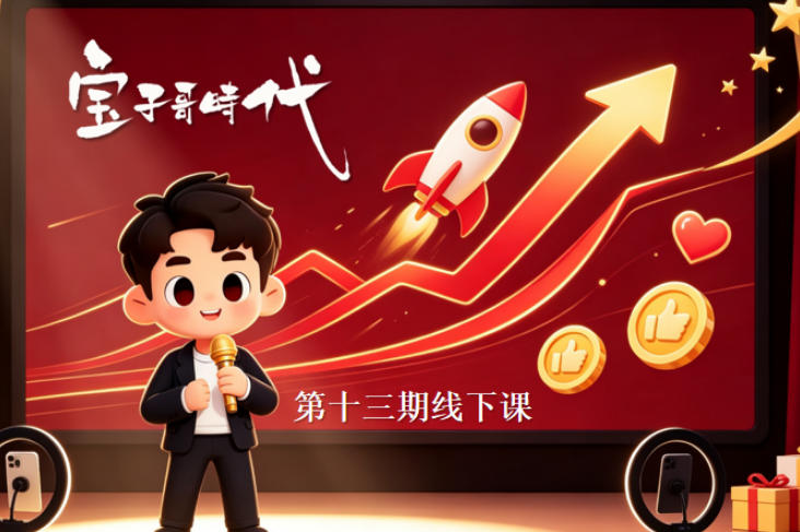 宝子哥抖音直播第13期VIP线下课9月5-6日，26年最值得看的直播课程，快速突破直播间流量瓶颈，打造高效起号闭环 - 福创网