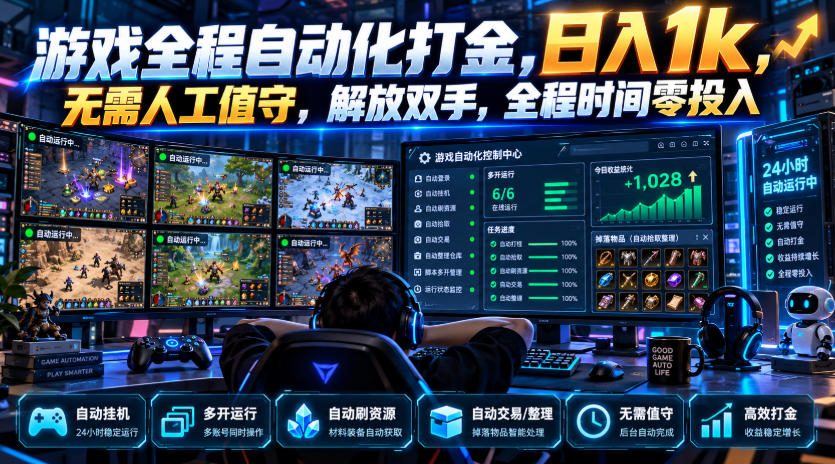 游戏全程自动化打金，日入1k，无需人工值守，解放双手，全程时间零投入【揭秘】 - 福创网