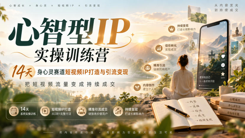 心智型IP实操训练营｜14天身心灵赛道短视频IP打造与引流变现，把短视频流量变成持续成交 - 福创网