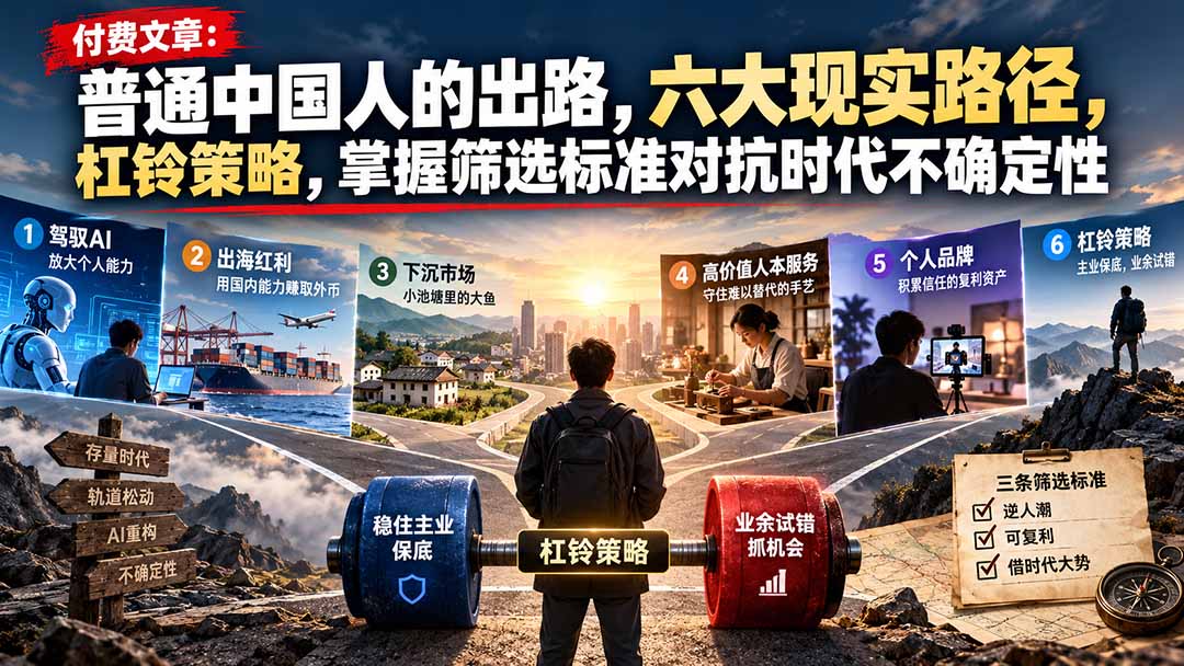 付费文章：普通中国人的出路，六大现实路径，杠铃策略，掌握筛选标准对抗时代不确定性 - 福创网