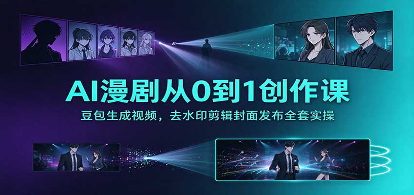 AI漫剧从0到1创作课：豆包生成视频，去水印剪辑封面发布全套实操 - 福创网
