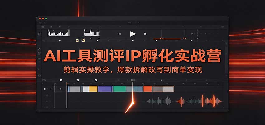 AI工具测评IP孵化实战营：剪辑实操教学，爆款拆解改写到商单变现 - 福创网