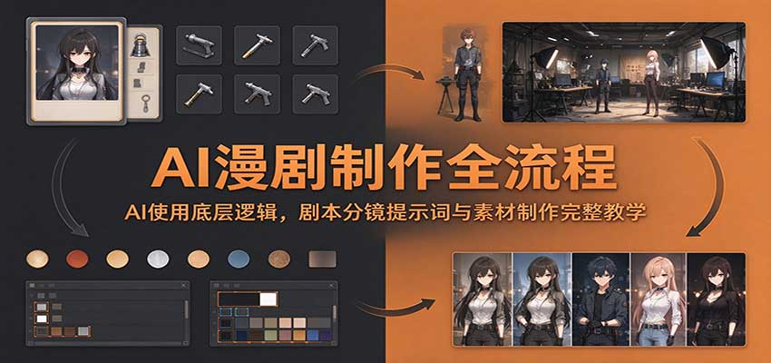 AI漫剧制作全流程：AI使用底层逻辑，剧本分镜提示词与素材制作完整教学 - 福创网