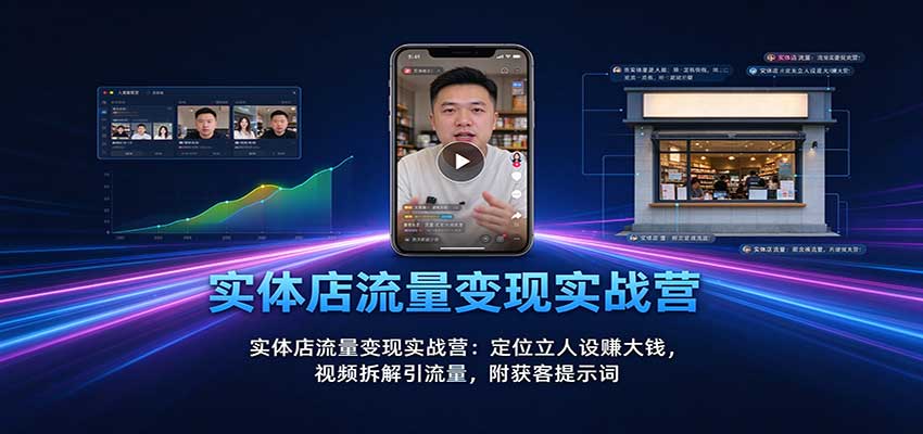 实体店流量变现实战营：定位立人设赚大钱，视频拆解引流量，附获客提示词 - 福创网