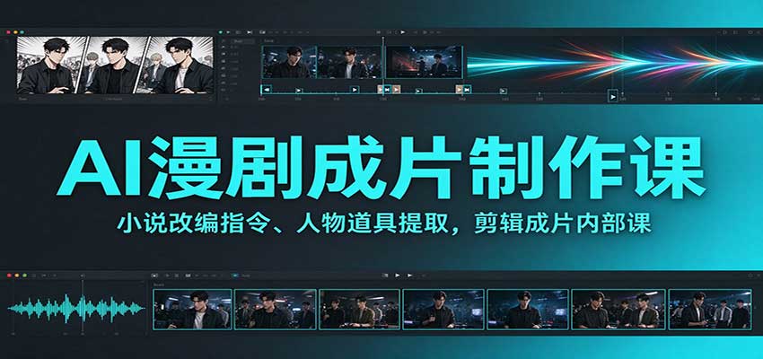 AI漫剧成片制作课：小说改编指令、人物道具提取，剪辑成片全流程 - 福创网