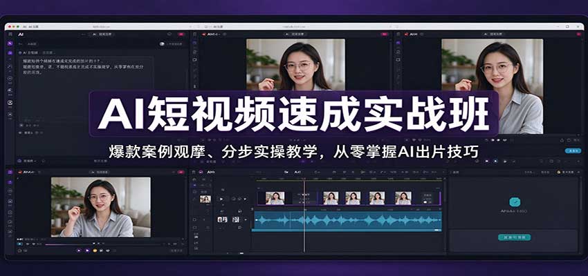 AI短视频速成实战班：爆款案例观摩、分步实操教学，从零掌握AI出片技巧 - 福创网
