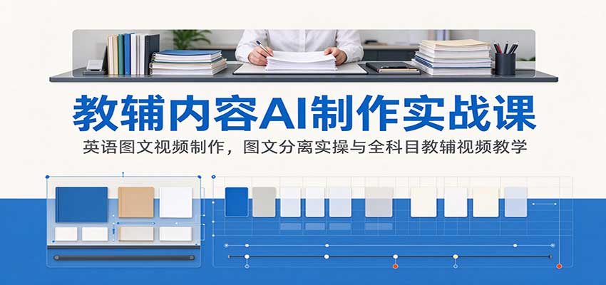 AI制作教辅内容实战课：英语图文视频制作，图文分离实操与全科目教辅视频教学 - 福创网