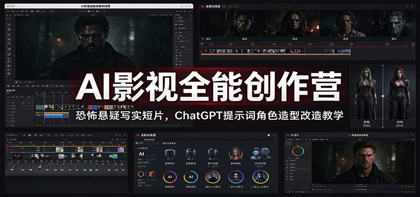 AI影视全能创作营：恐怖悬疑写实短片，ChatGPT提示词角色造型改造教学 - 福创网