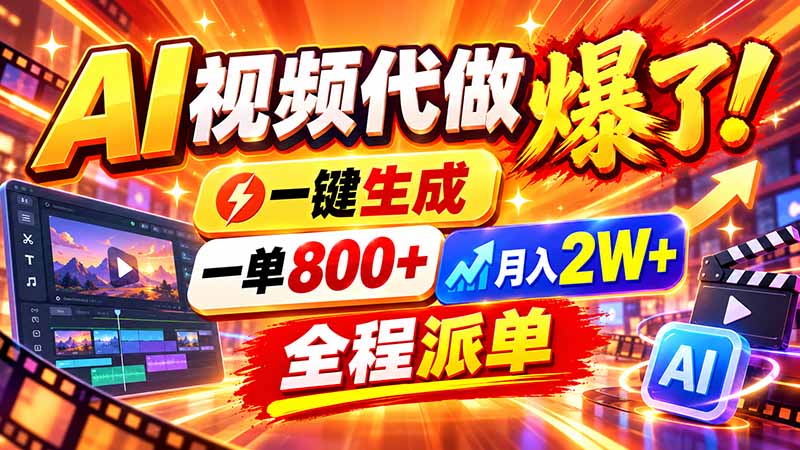 2026年底新赛道，AI视频代做一单800+，小白可做，告别打工 - 福创网