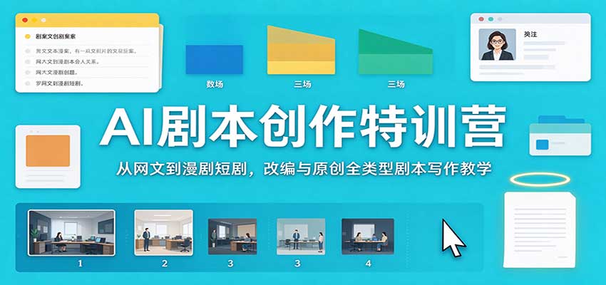 AI剧本创作特训营：从网文到漫剧短剧，改编与原创全类型剧本写作教学 - 福创网