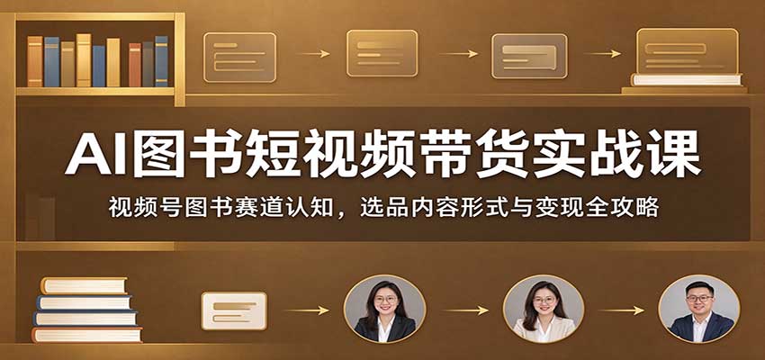 AI图书短视频带货实战课：视频号图书赛道认知，选品内容形式与变现全攻略 - 福创网