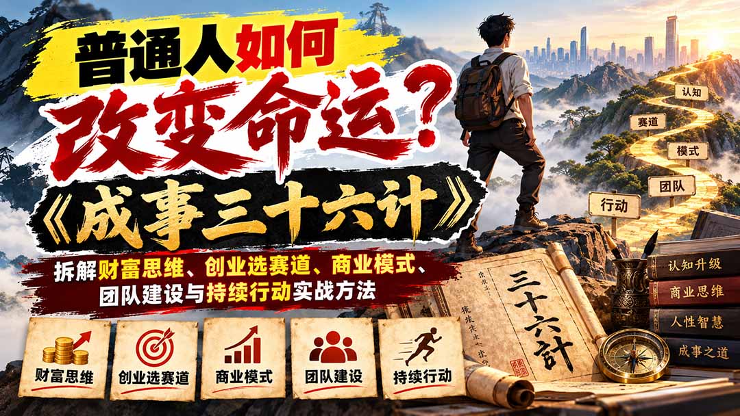 普通人如何改变命运？《成事三十六计》拆解财富思维、创业选赛道、商业模式、团队建设与持续行动实战方法 - 福创网