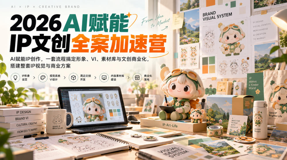 2026AI赋能ip文创全案加速营，AI赋能IP创作，一套流程搞定形象、VI、素材库与文创商业化，搭建整套IP视觉与商业方案 - 福创网