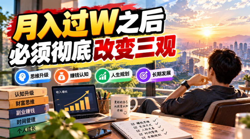 某公众号付费文章：月入过W之后，必须彻底改变三观 - 福创网